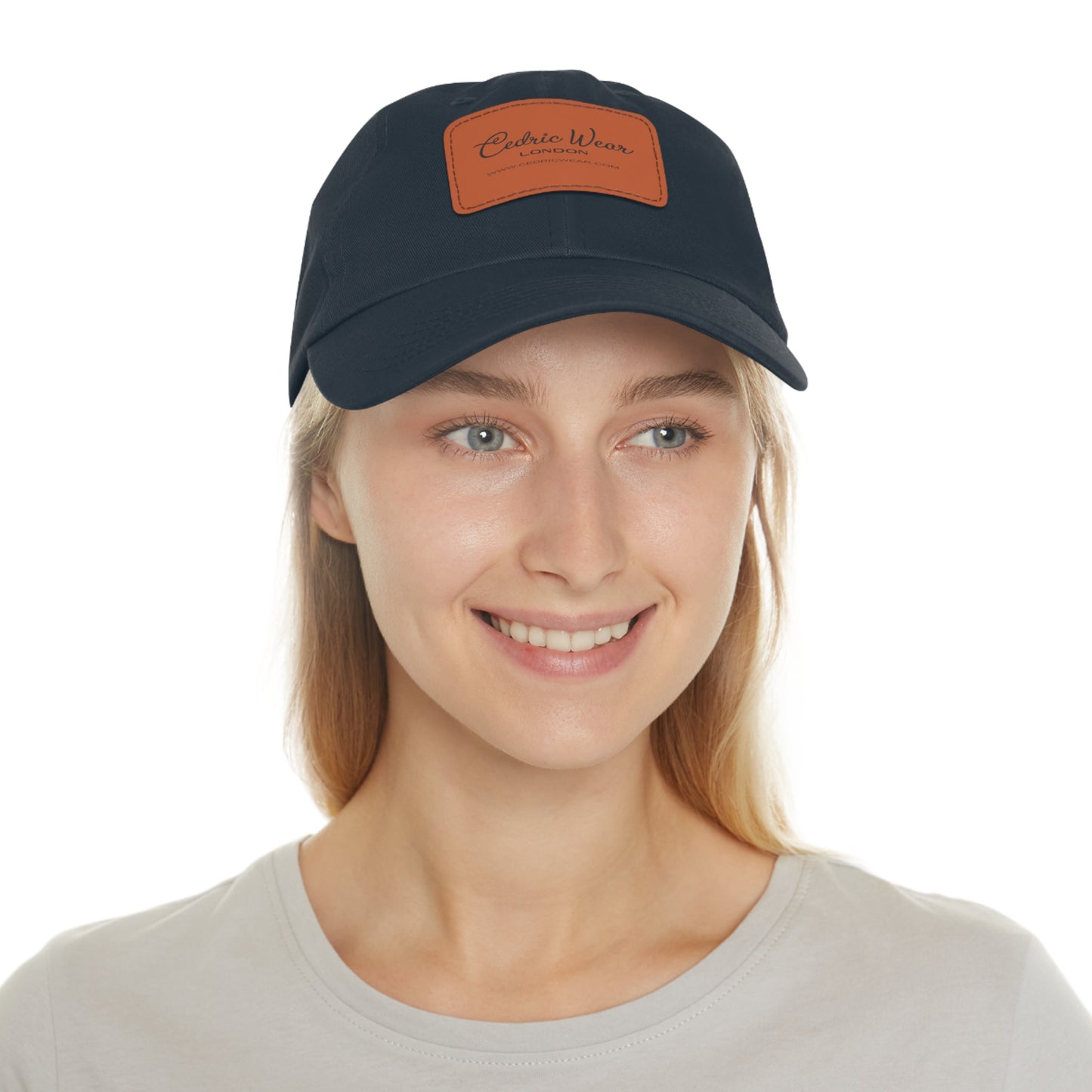 Dad Hat with Leather Patch (Rectangle) by Cedric Wear London