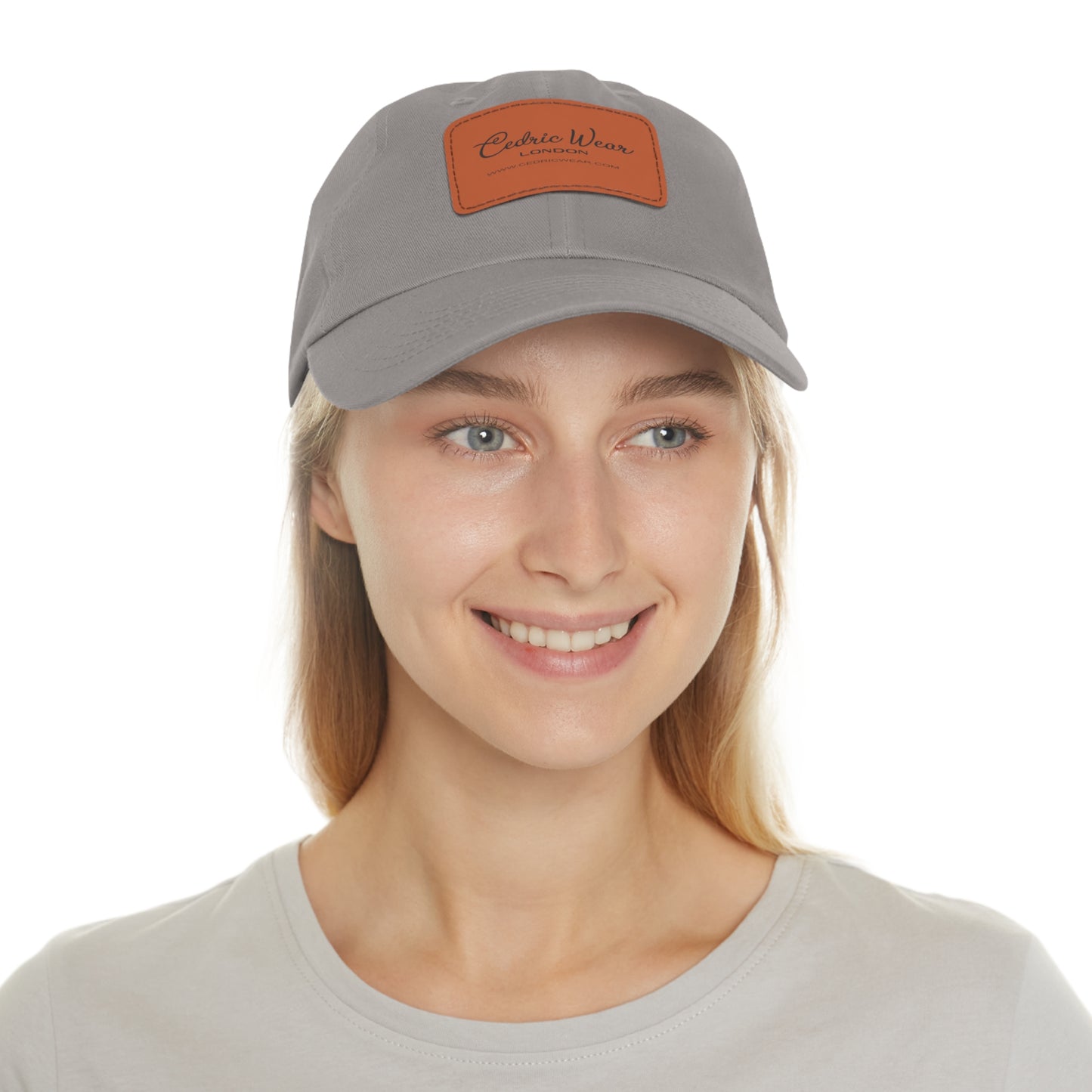 Dad Hat with Leather Patch (Rectangle) by Cedric Wear London