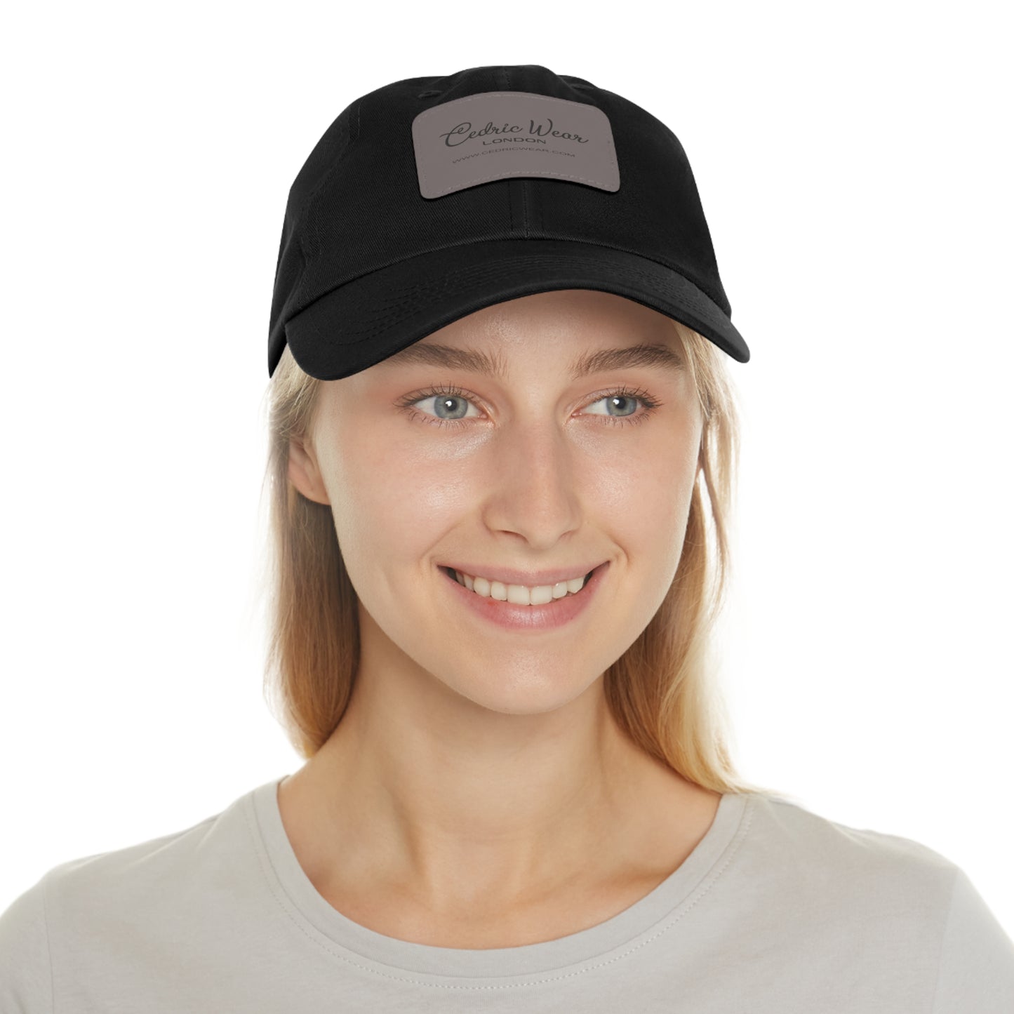 Dad Hat with Leather Patch (Rectangle)  by Cedric Wear London