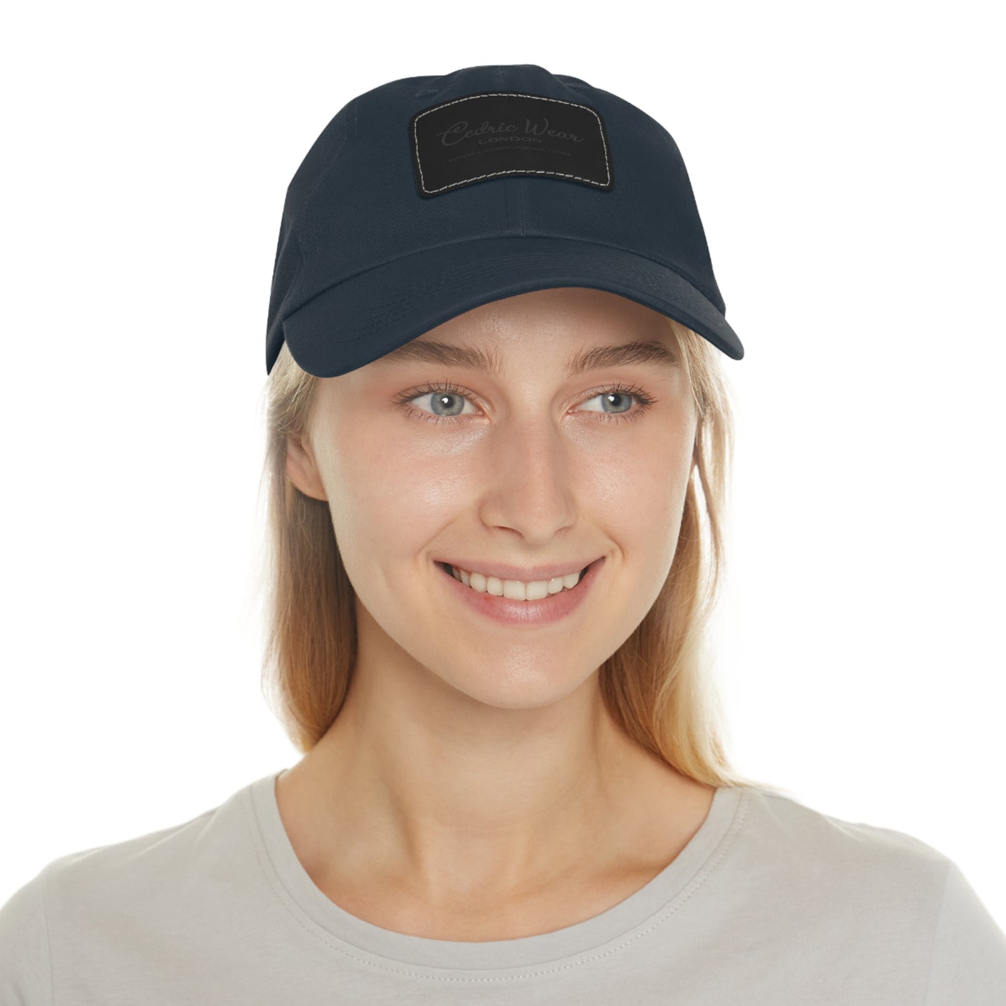 Dad Hat with Leather Patch (Rectangle)  by Cedric Wear London