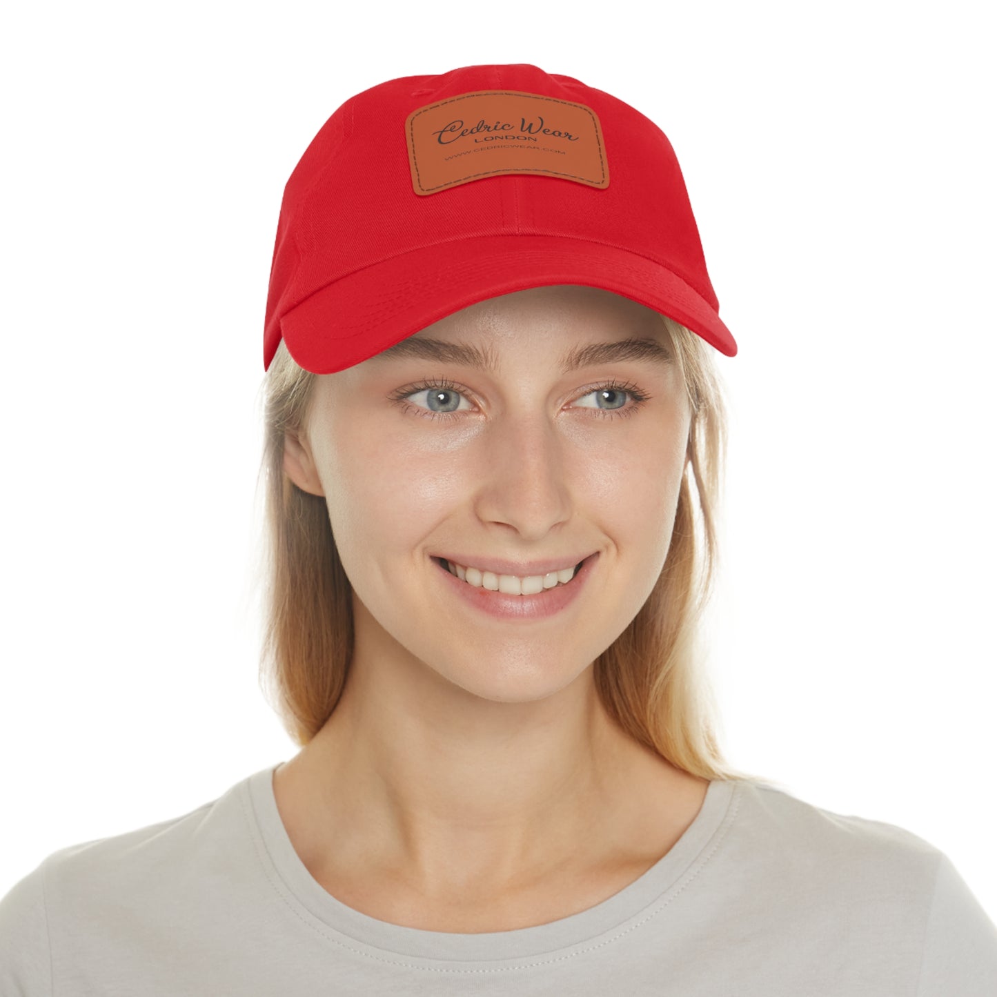 Dad Hat with Leather Patch (Rectangle)  by Cedric Wear London