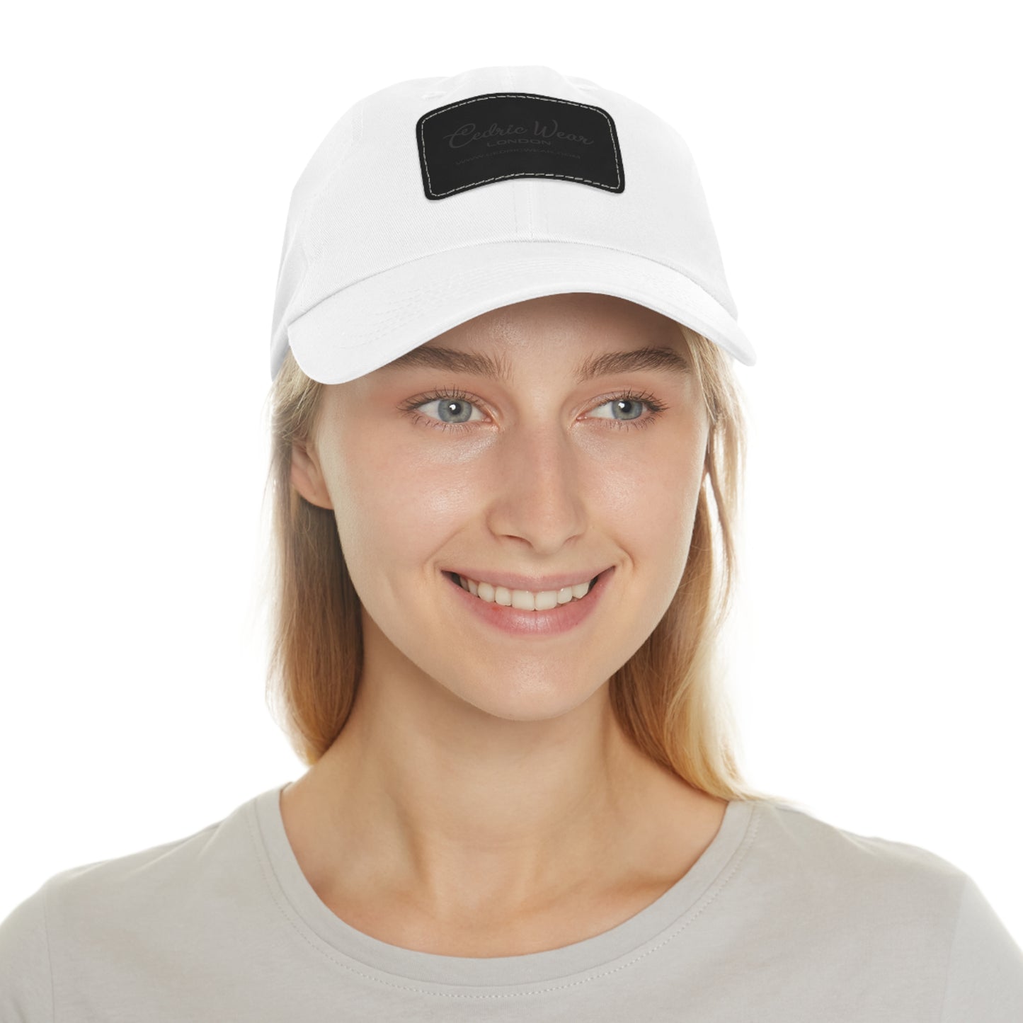 Dad Hat with Leather Patch (Rectangle)  by Cedric Wear London
