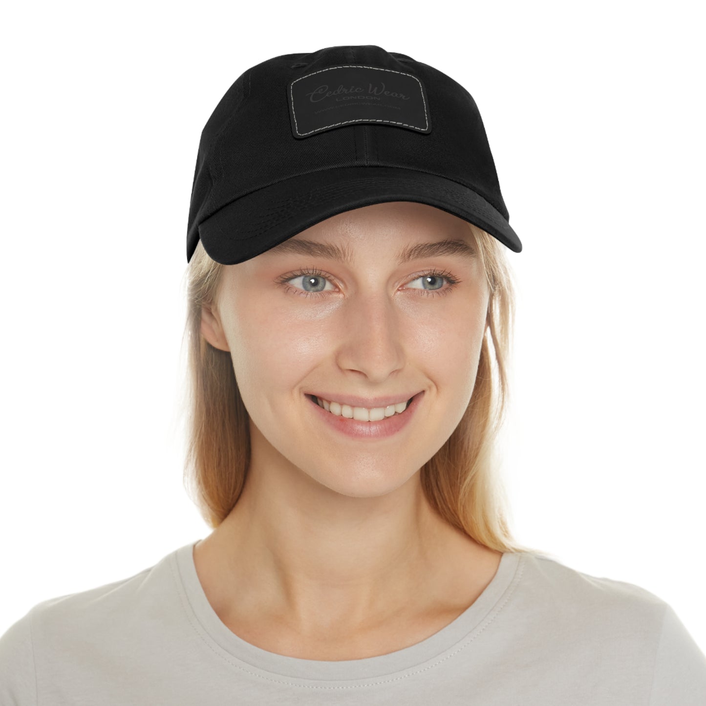 Dad Hat with Leather Patch (Rectangle)  by Cedric Wear London